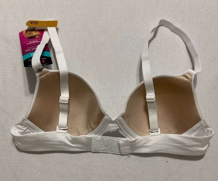 MAIDENFORM Underwire, One Fab Fit Demi T-Shirt, Convertible Bra WHITE 32A