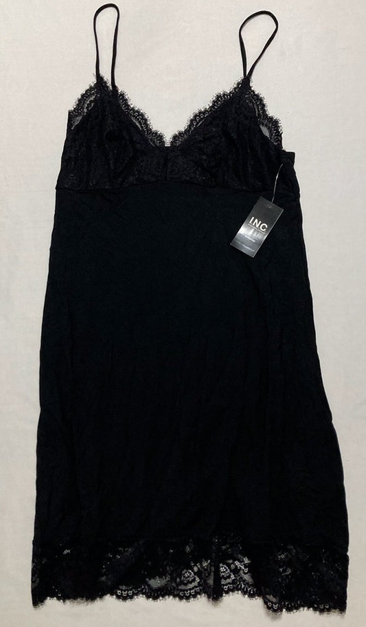 I.N.C Lace-Trim Chemise BLACK M