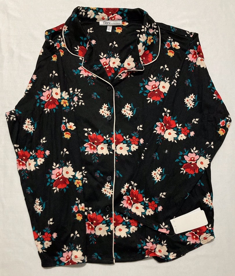 FLORA Pajama Set 2 Piece BLACK L