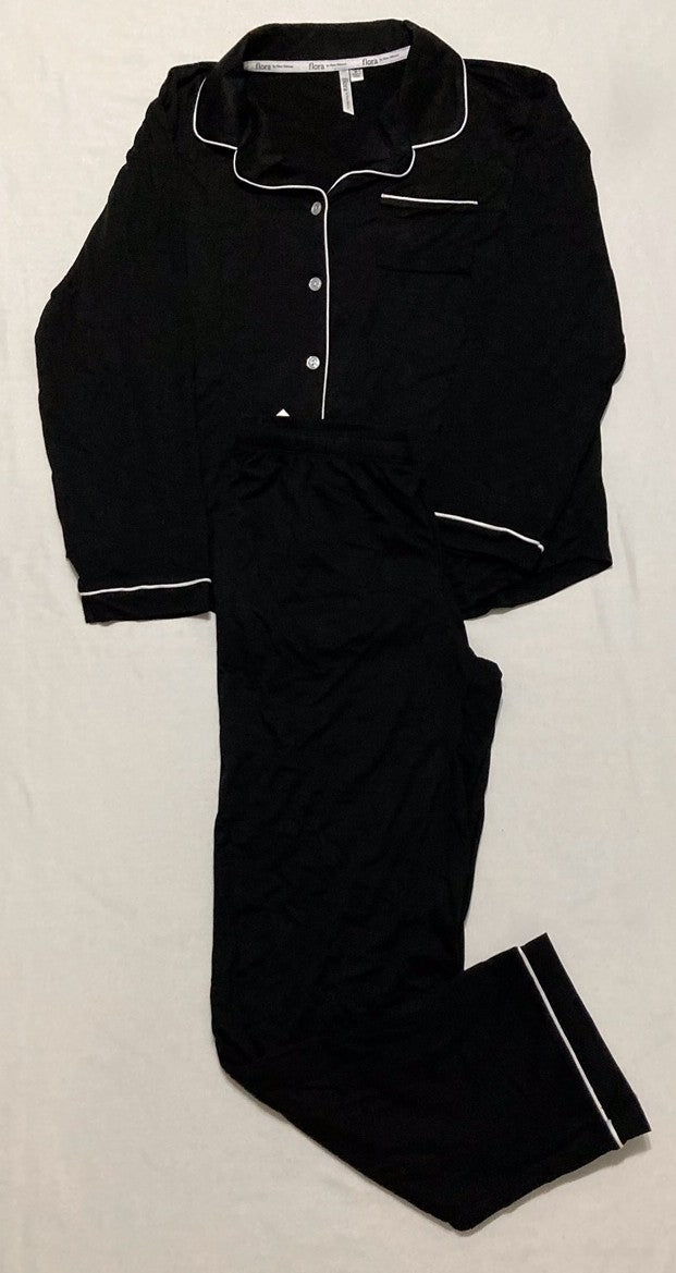 FLORA Long Sleeve Pajama Set BLACK S