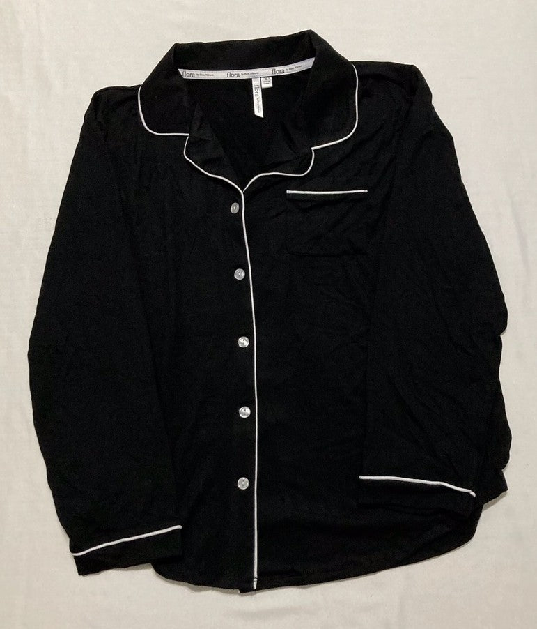 FLORA Long Sleeve Pajama Set BLACK S