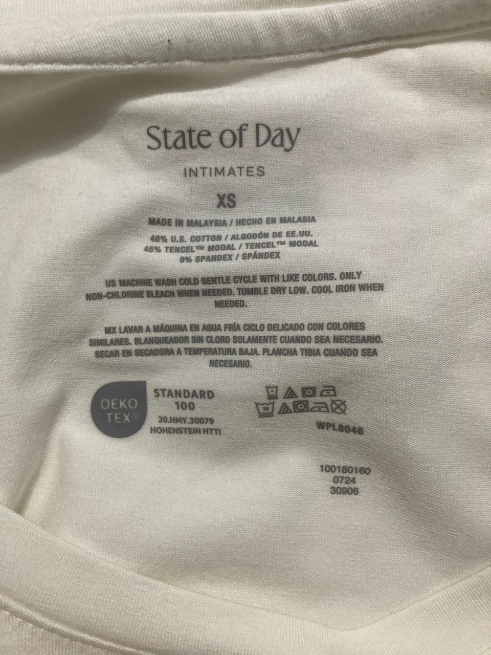 STATE OF DAY Round neck pajama top WHITE XS
