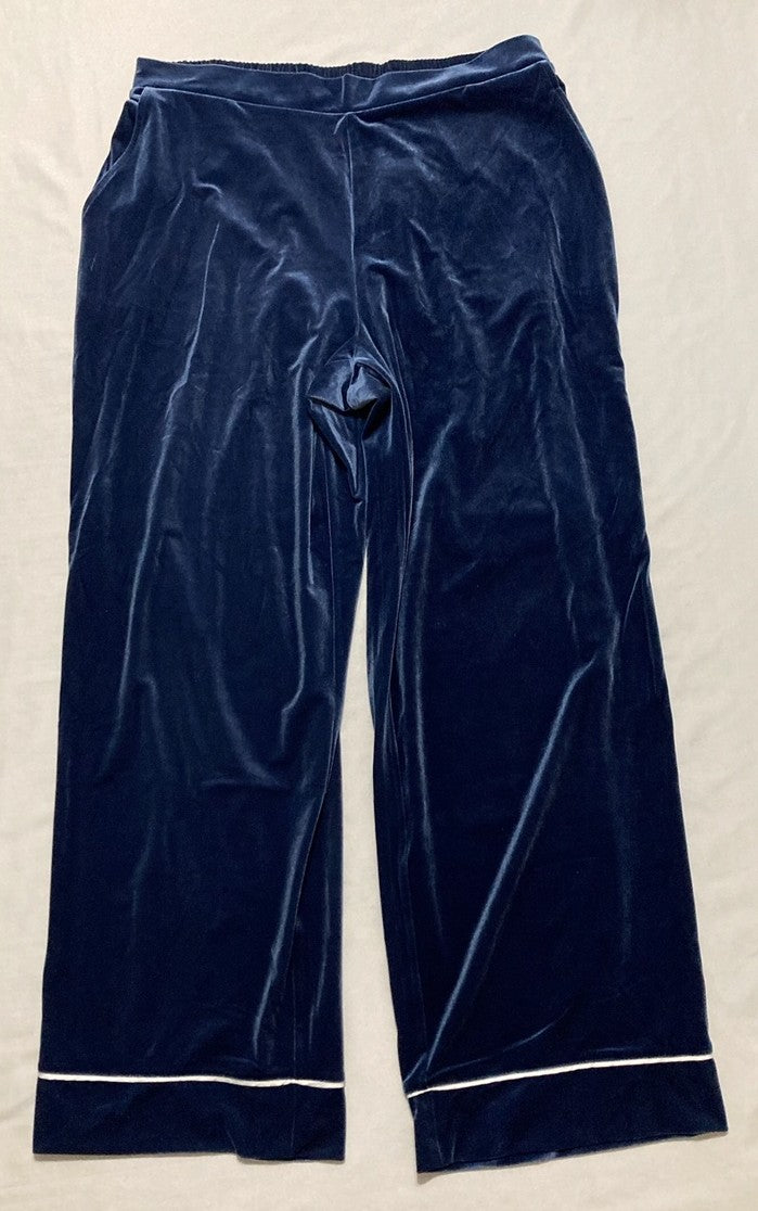 I.N.C 2-Pc. Velvet Shawl-Collar Pajama Set NAVY L