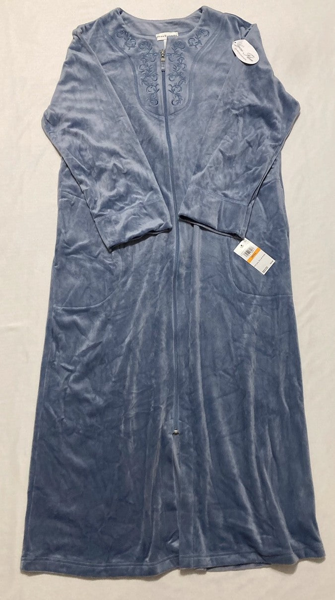 MISS ELAINE Fleece Long Robe BLUE S