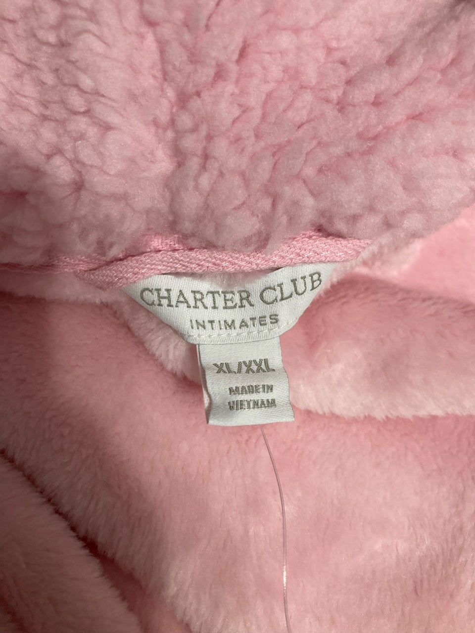 CHARTER CLUB Long Plush Fleece-Trim Robe PINK ROSE QUARTZ XL