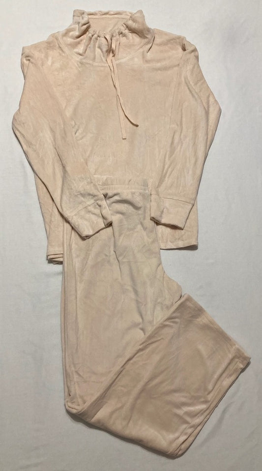 ROUDELAIN 2 PCs Set Velour Long Sleeves Drawstring Mock Neck CRYSTAL GRAY L