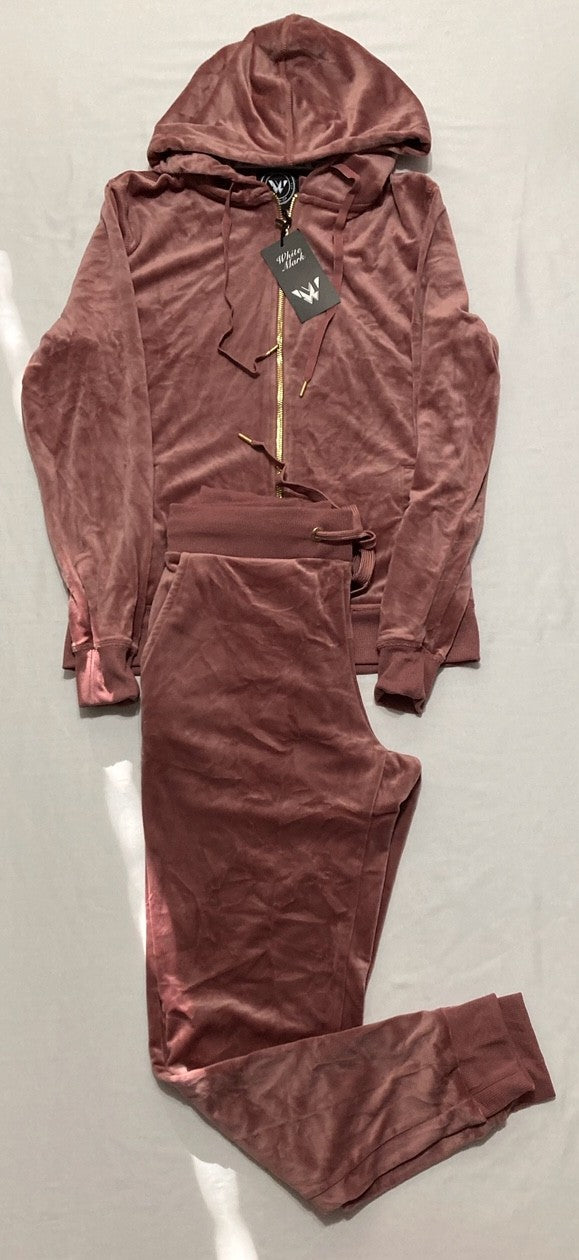 WHITE MARK Velour Tracksuit Loungewear 2pc Set ROSE M