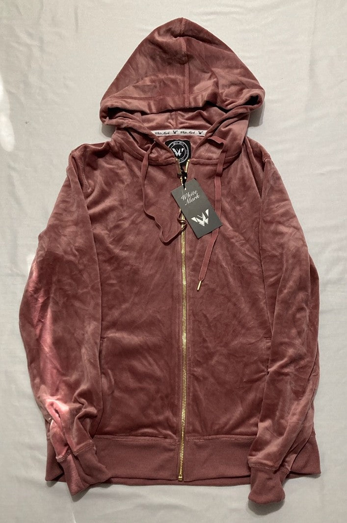 WHITE MARK Velour Tracksuit Loungewear 2pc Set ROSE M