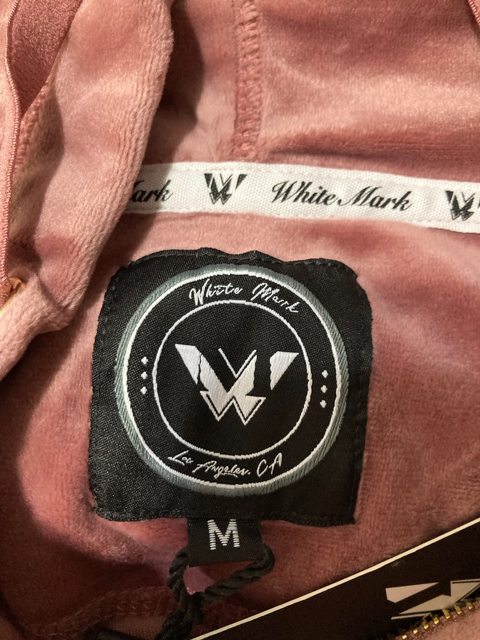 WHITE MARK Velour Tracksuit Loungewear 2pc Set ROSE M