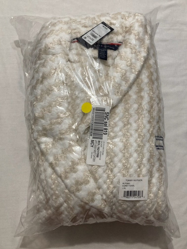 TOMMY HILFIGER Long Sleeve Plush Robe WHITE L/XL