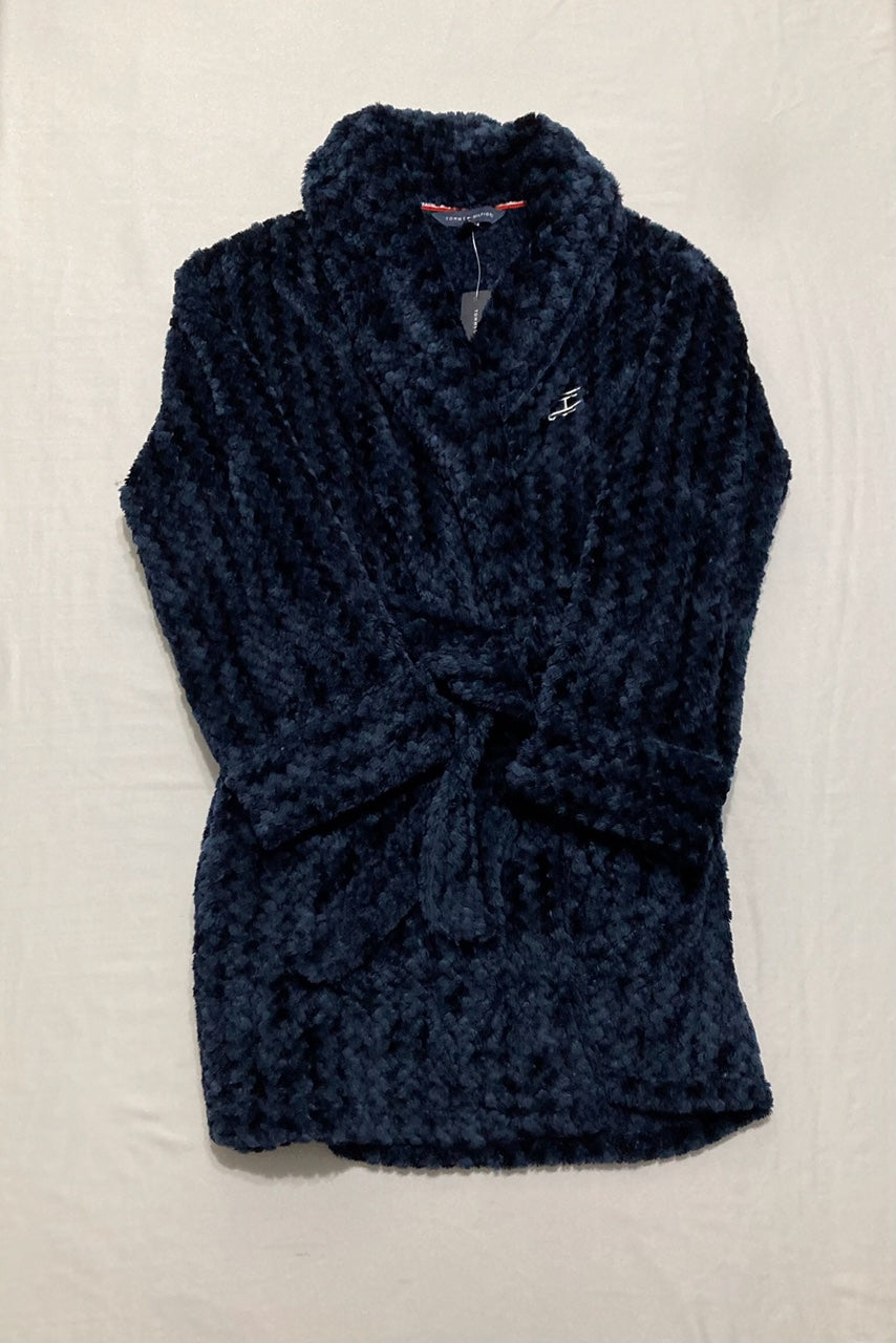 TOMMY HILFIGER Long Sleeve Plush Robe NAVY L/XL