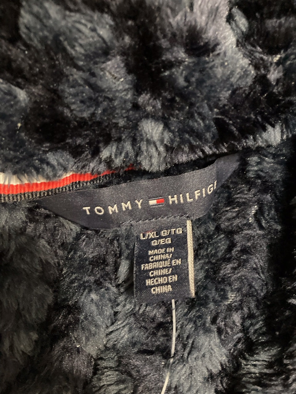 TOMMY HILFIGER Long Sleeve Plush Robe NAVY L/XL