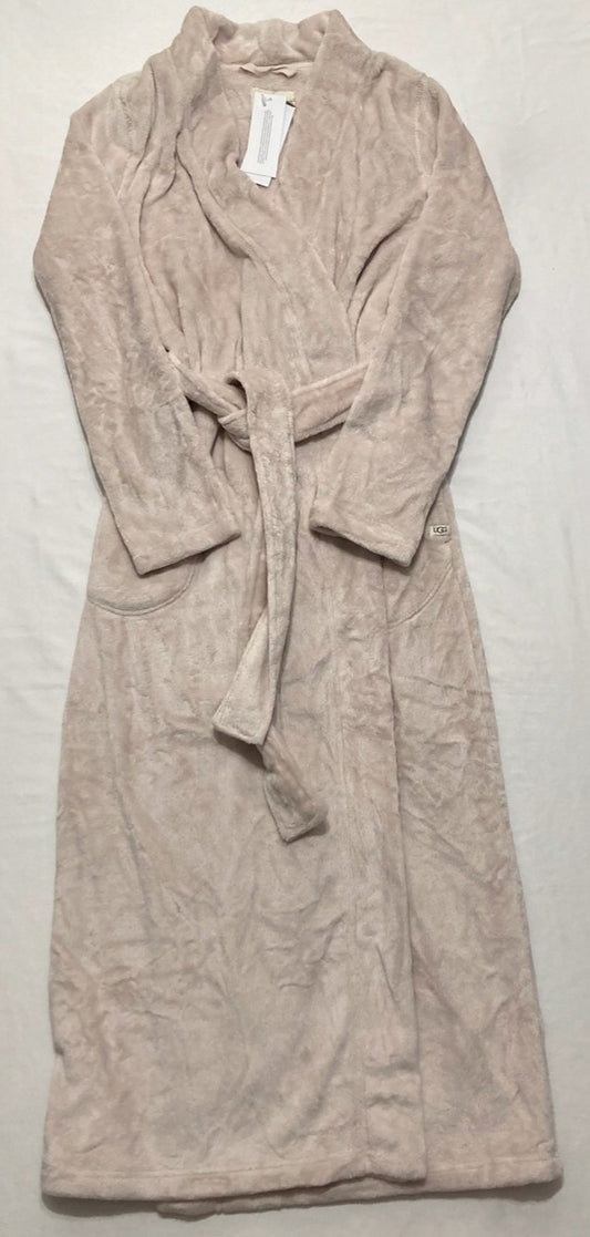 UGG Hooded Plush Fleece Long Cozy Robe NUDE S