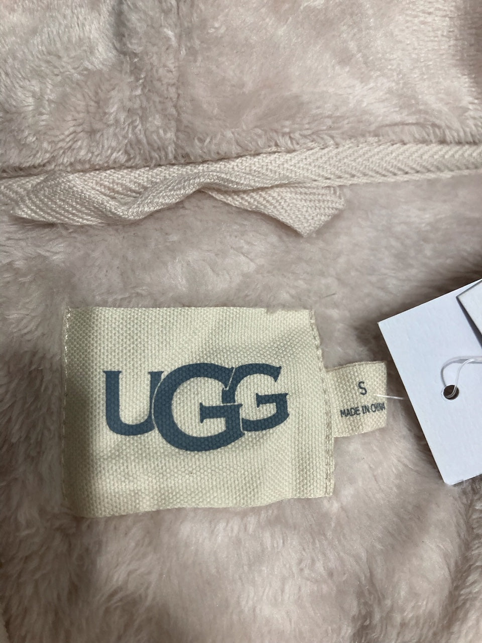UGG Hooded Plush Fleece Long Cozy Robe NUDE S