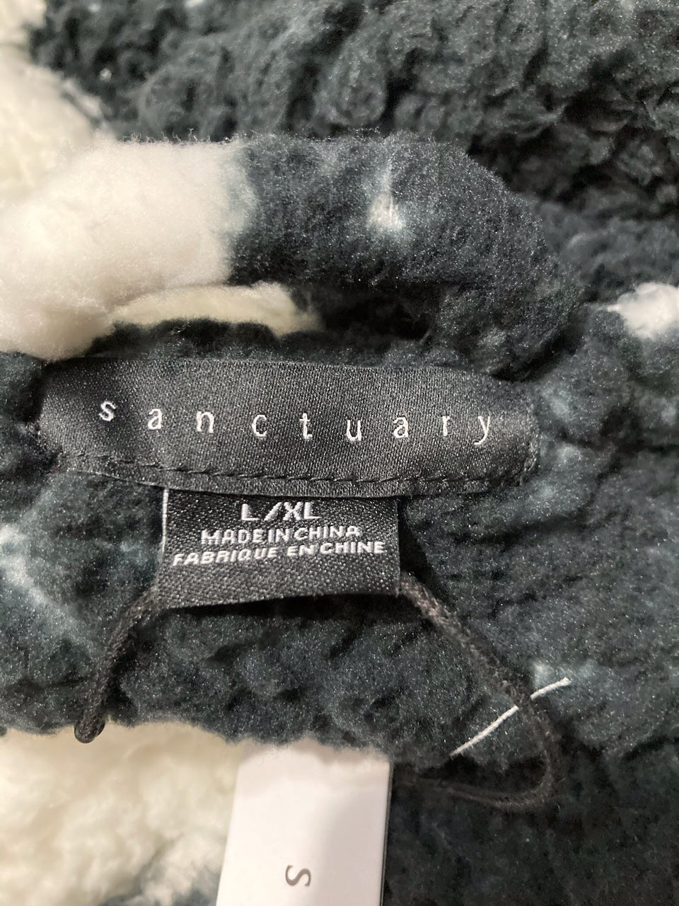 SANCTUARY Belted Checkered Fleece Robe WHITE/BLACK L/XL