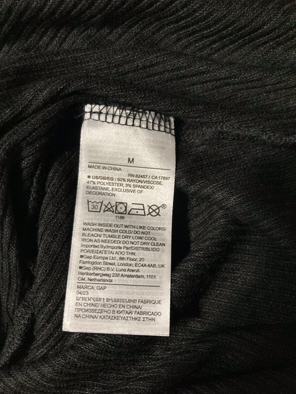 GAP GapBody Long-Sleeve Pajamas top BLACK M