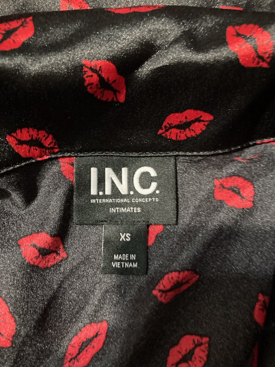 I.N.C Mommy & Me Matching Satin Notch Collar Pajama Top BLACK XS