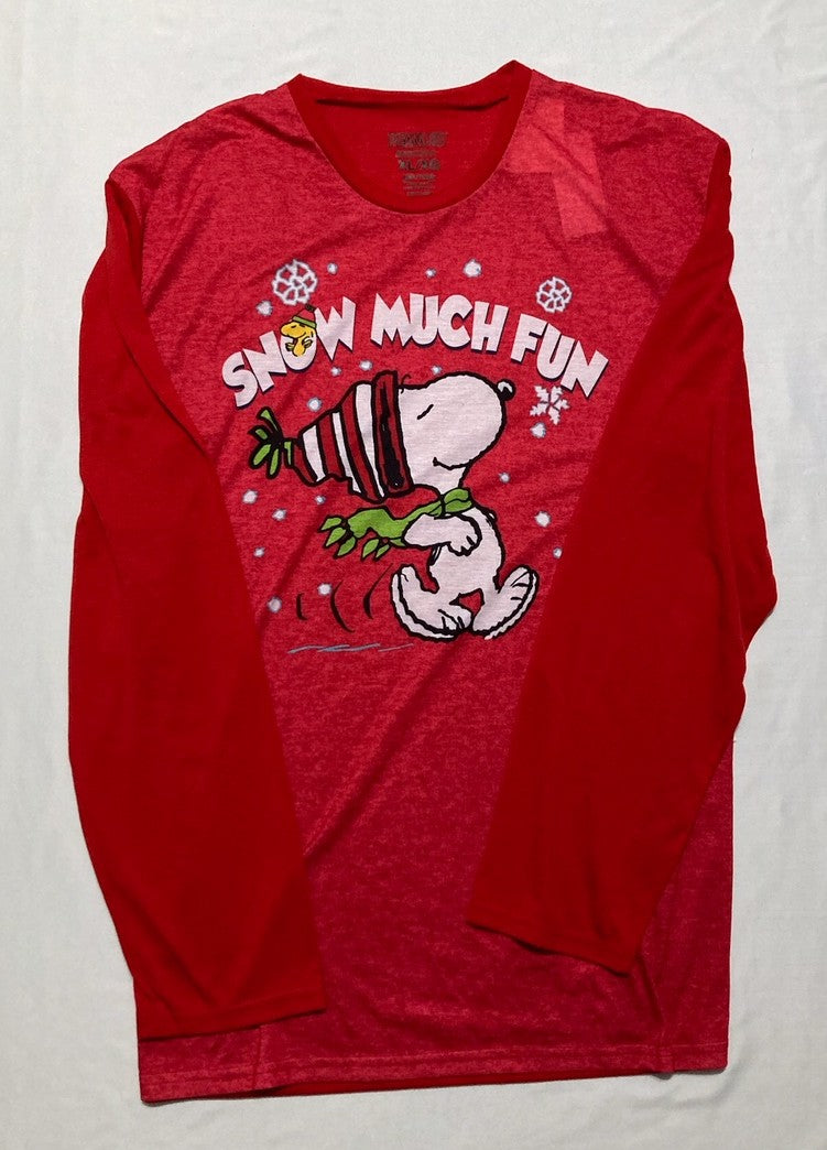 PEANUTS Snoopy Joe Cool Long Sleeve Sleep Shirt RED XL