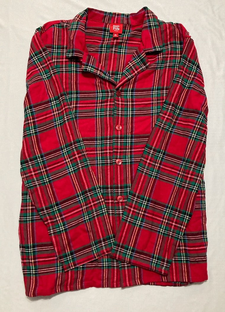 FAMILY PJ Pajamas Men's Brinkley Cotton Plaid Pajamas Top RED 2XL