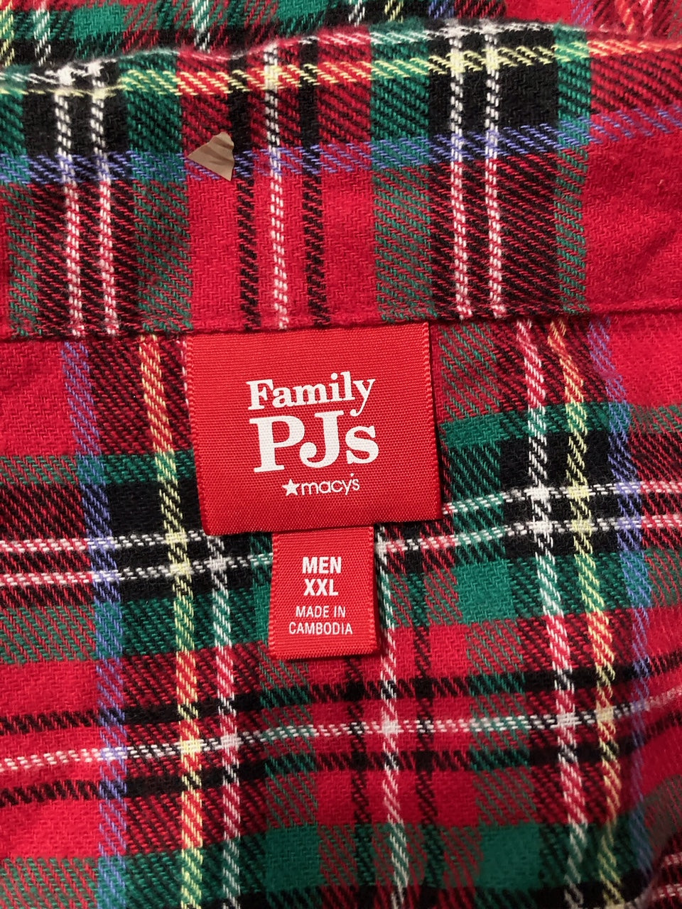 FAMILY PJ Pajamas Men's Brinkley Cotton Plaid Pajamas Top RED 2XL