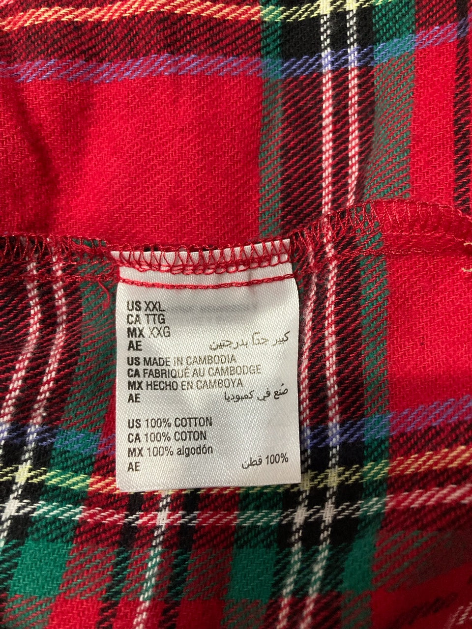 FAMILY PJ Pajamas Men's Brinkley Cotton Plaid Pajamas Top RED 2XL