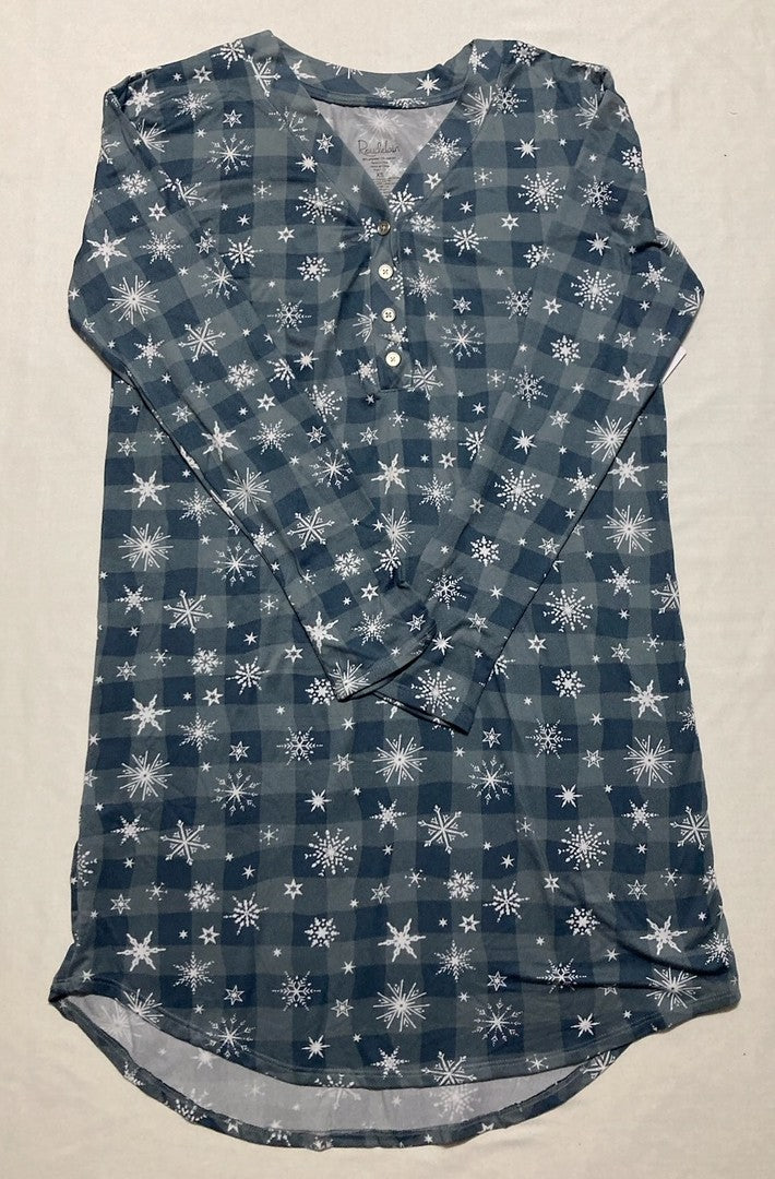 ROUDELAIN Long Sleeve Pajama Dress BLUE XS