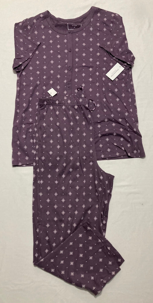 CHARTER CLUB Cotton Printed Button-Front Pajama Set DIAMOND GEO M