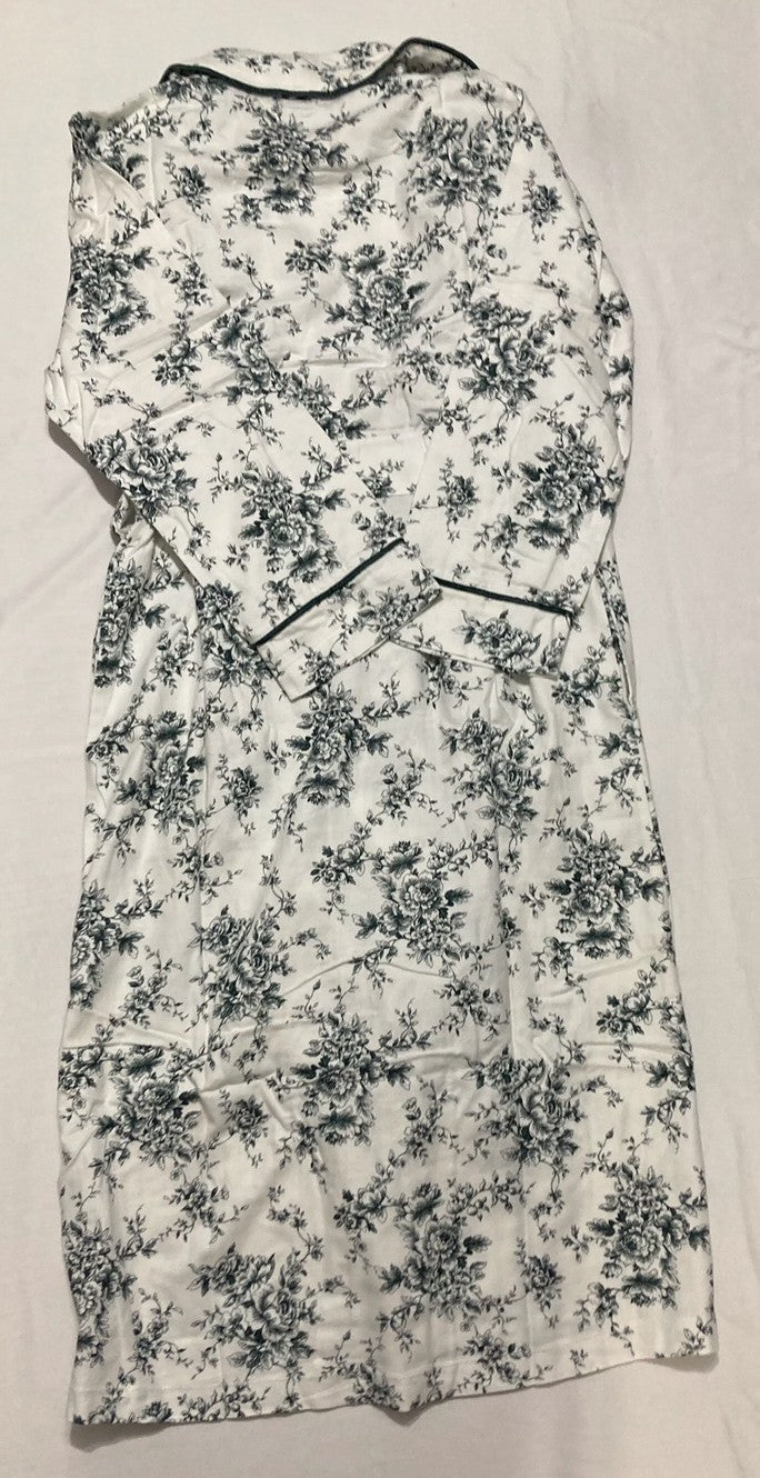 CHARTER CLUB Long Sleeves Floral-Print Flannel Robe FLORAL WHITE XS/S