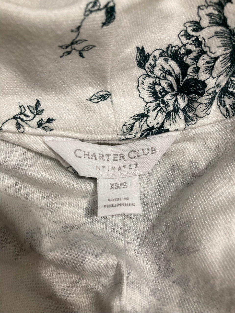 CHARTER CLUB Long Sleeves Floral-Print Flannel Robe FLORAL WHITE XS/S