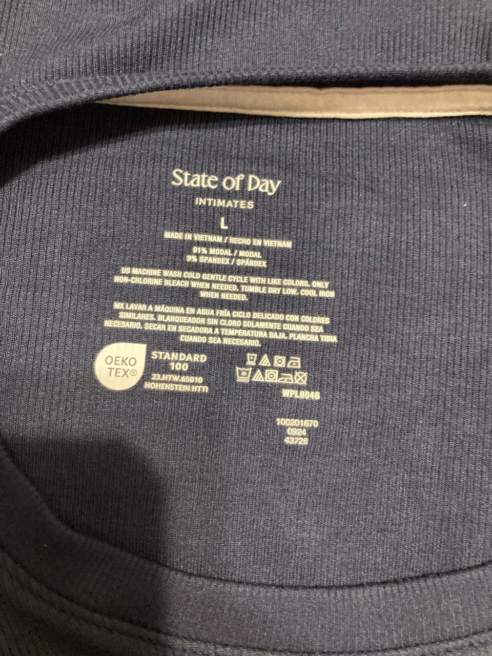 STATE OF DAY Heather Ribbed-Knit Navy Blaze L DARK BLUE LARGE