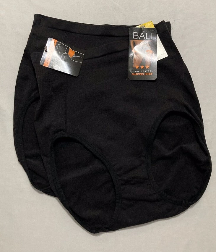 BALI Ultra-Firm Control Shapewear Brief Seamless Underwear 2-Pack BLACK M