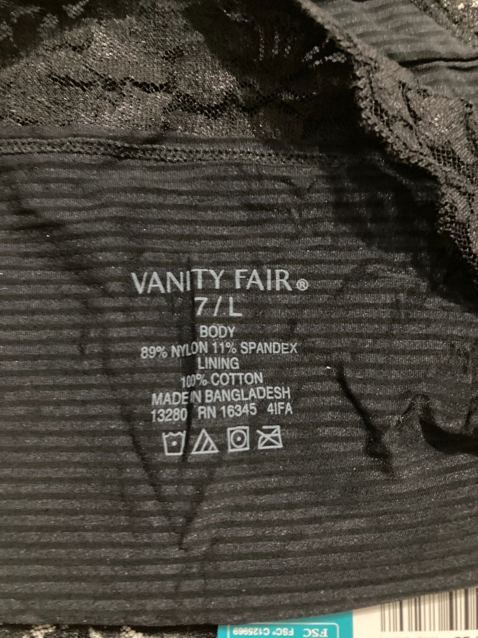 VANITY FAIR Flattering Lace Panties MIDNIGHT BLACK L