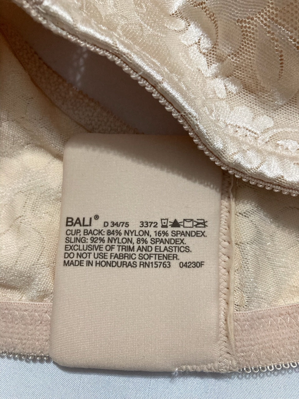 BALI Double Support Wireless, Lace Bra with Stay-in-Place Straps BEIGE 34D