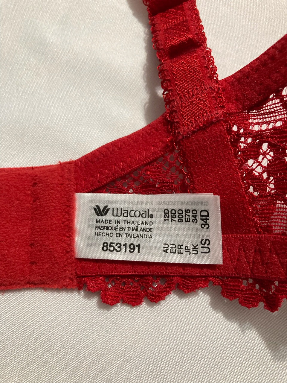 WACOAL Embrace Lace Lightly Padded Underwire Mid Coverage T-Shirt Bra RED 34D