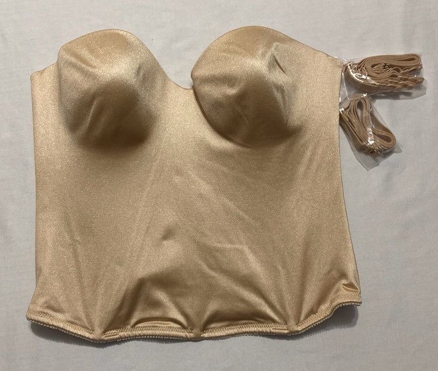 DOMINIQUE Longline Strapless Bra Low Back Hidden Underwire LATTE 36C