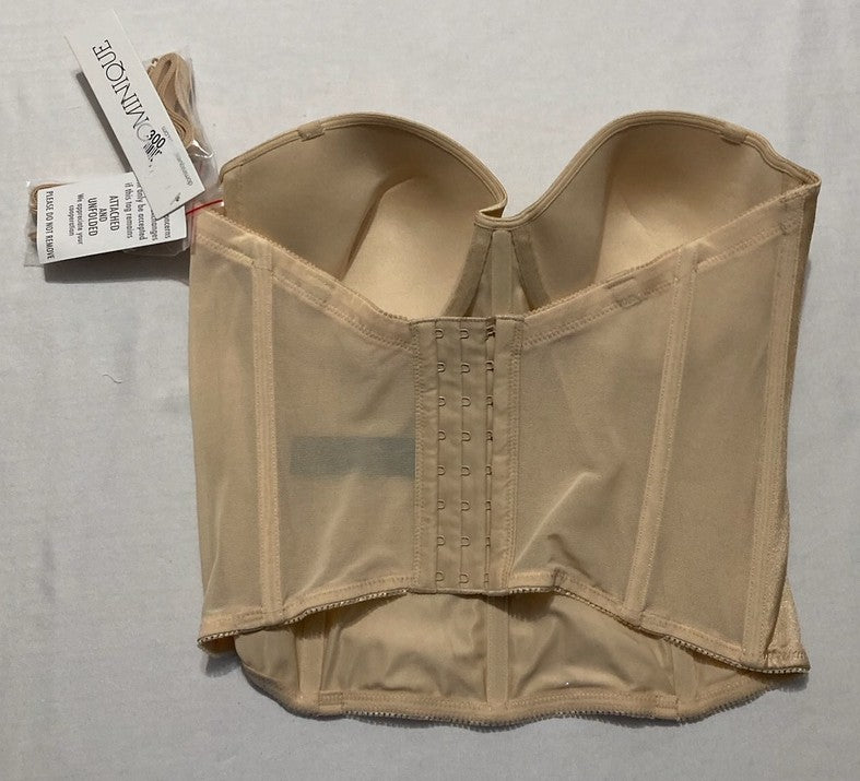 DOMINIQUE Longline Strapless Bra Low Back Hidden Underwire LATTE 36C
