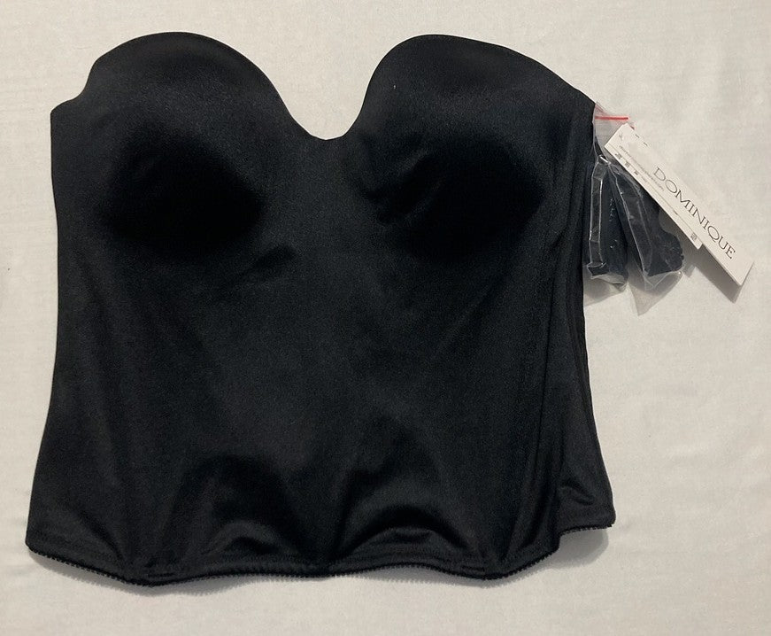 DOMINIQUE Longline Strapless Bra Low Back Hidden Underwire BLACK 38D