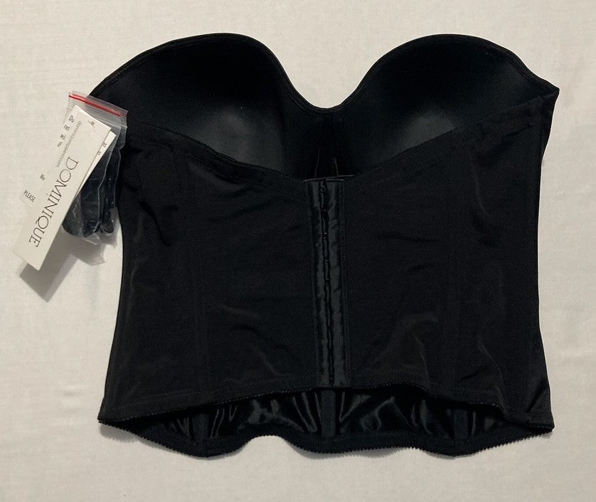 DOMINIQUE Longline Strapless Bra Low Back Hidden Underwire BLACK 38D