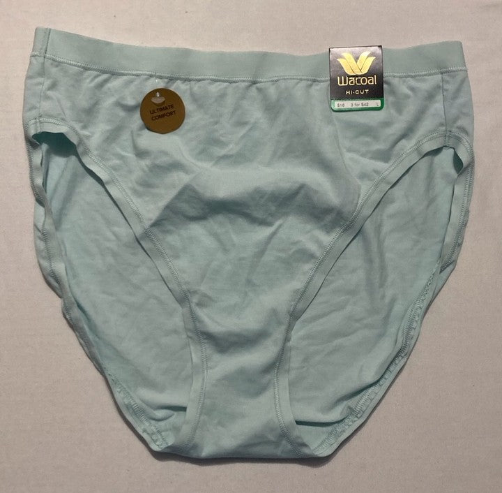 WACOAL Understated Cotton Hi-Cut Brief Panty PASTEL BLUE L