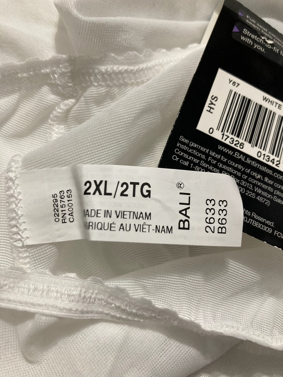 BALI Skimp Skamp Brief Panties WHITE 2XL