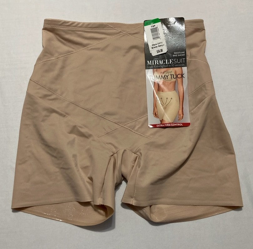 MIRACLESUIT Tummy Tuck Extra Firm Control Bike Shorts BEIGE L
