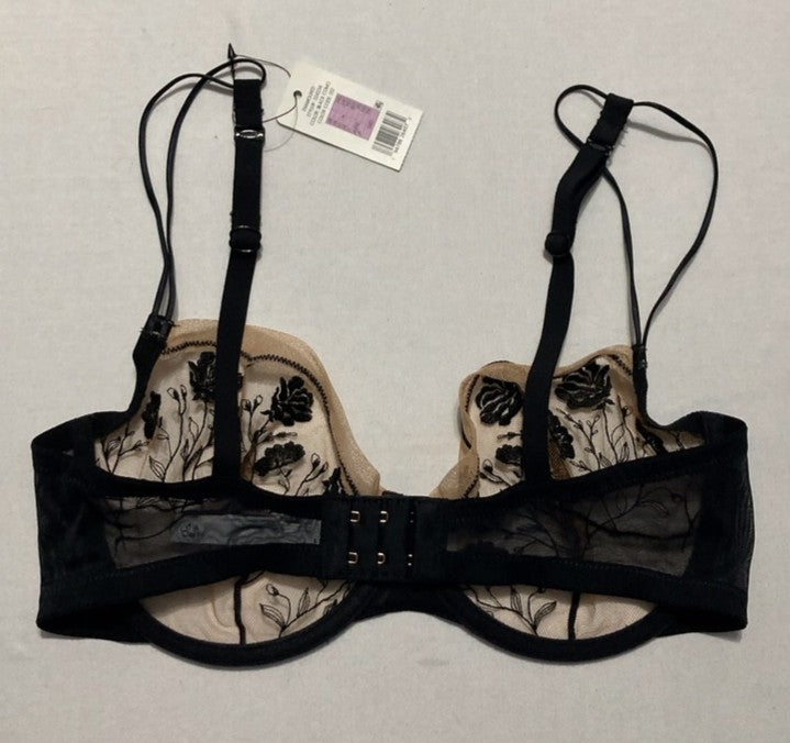 SKARLETT BLUE Blue Women's Enamoured Balconette Underwire Bra BLACK 34D