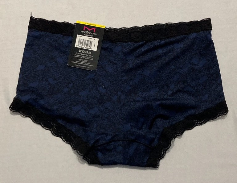 MAIDENFORM One Fab Fit Boyshorts Low-Rise Fit Microfiber NAVY BLACK 6