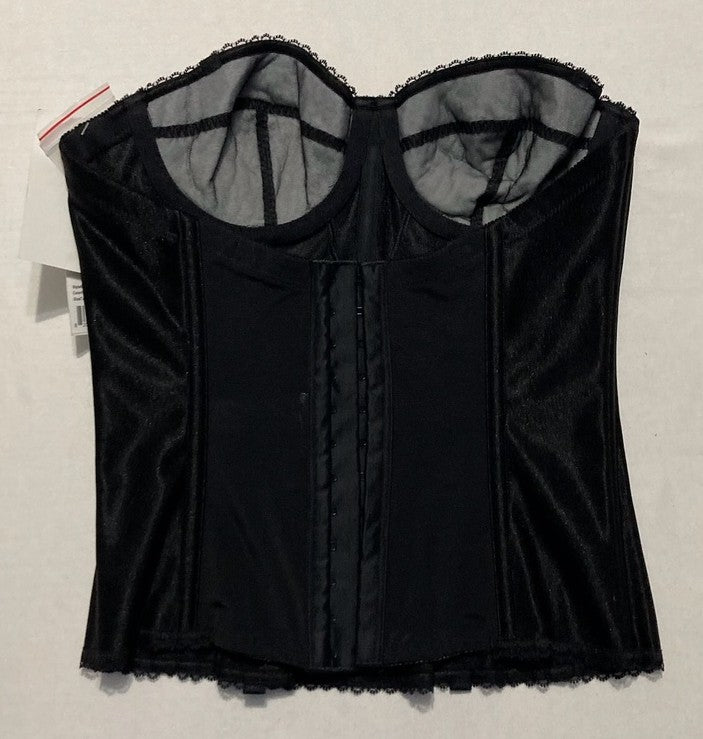 DOMINIQUE Backless Strapless Satin Longline Bustier Bridal Bra BLACK 34B