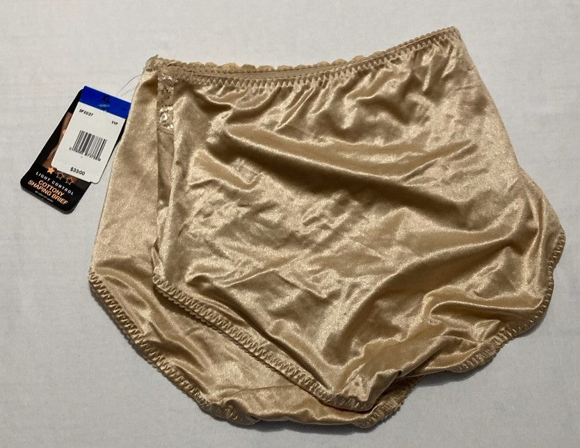 UNDERSCORE Rainbow Stretch Satin Lace Trim Control Briefs 2 pieces BEIGE M