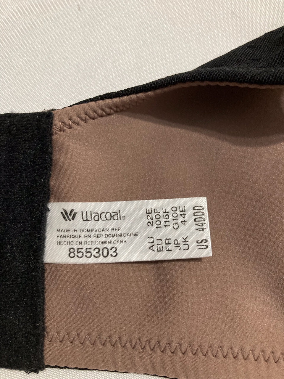 WACOAL Back Appeal Unlined Full Coverage Underwire Bra BLACK 44DDD