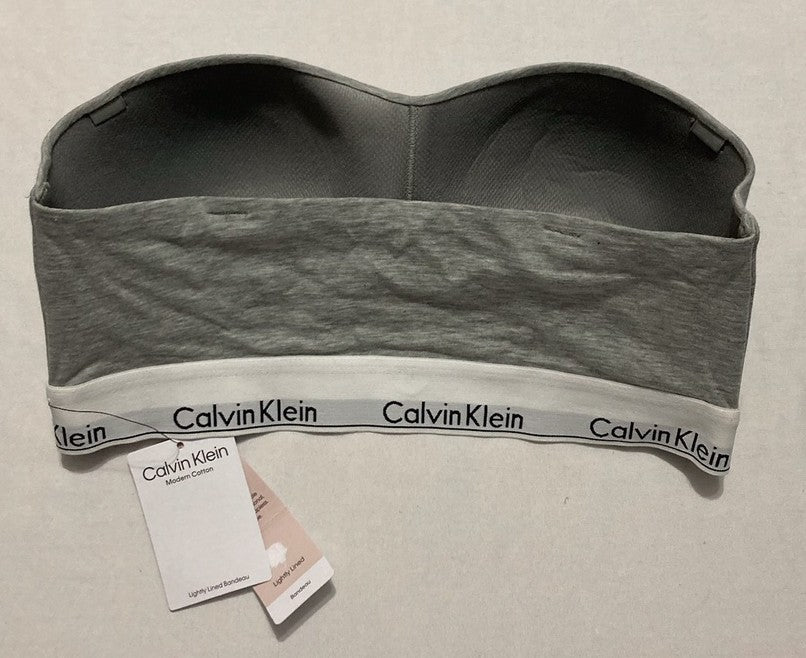 CALVIN KLEIN Modern Cotton Lightly Lined Bandeau Bra GREY L