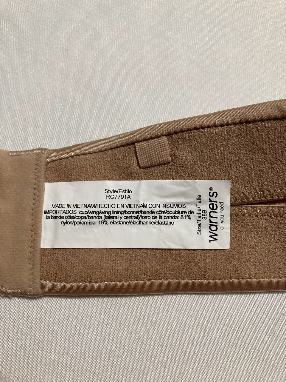 WARNER'S Underwire Lightly Lined Convertible Strapless Bra TOASTED ALMOND 38B