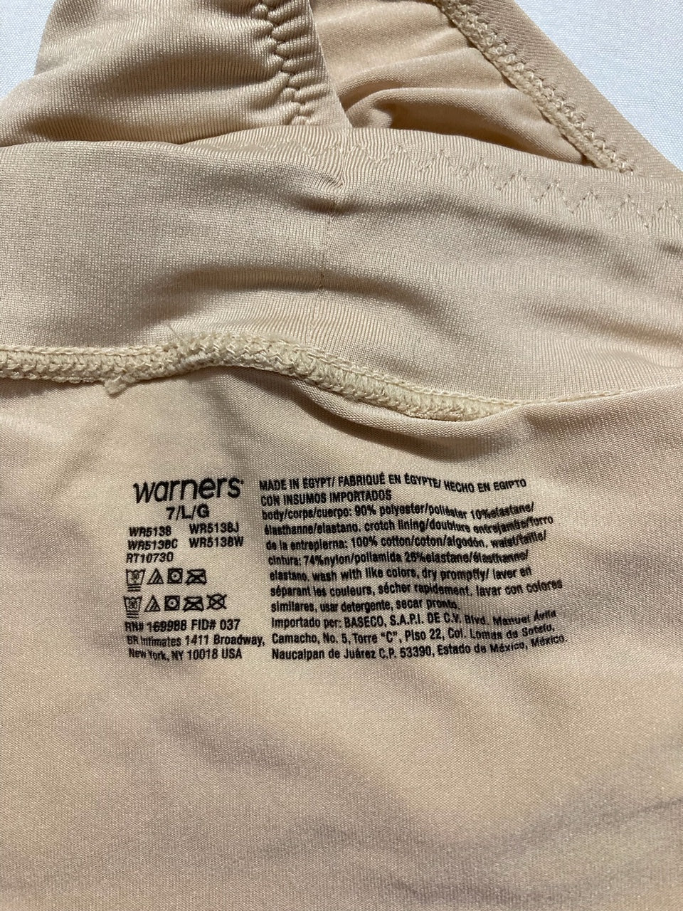 WARNER'S No Pinch No Problem Hi Cut Panties BEIGE L