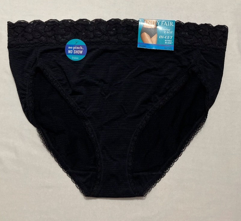 VANITY FAIR Flattering Lace Panties BLACK 2XL